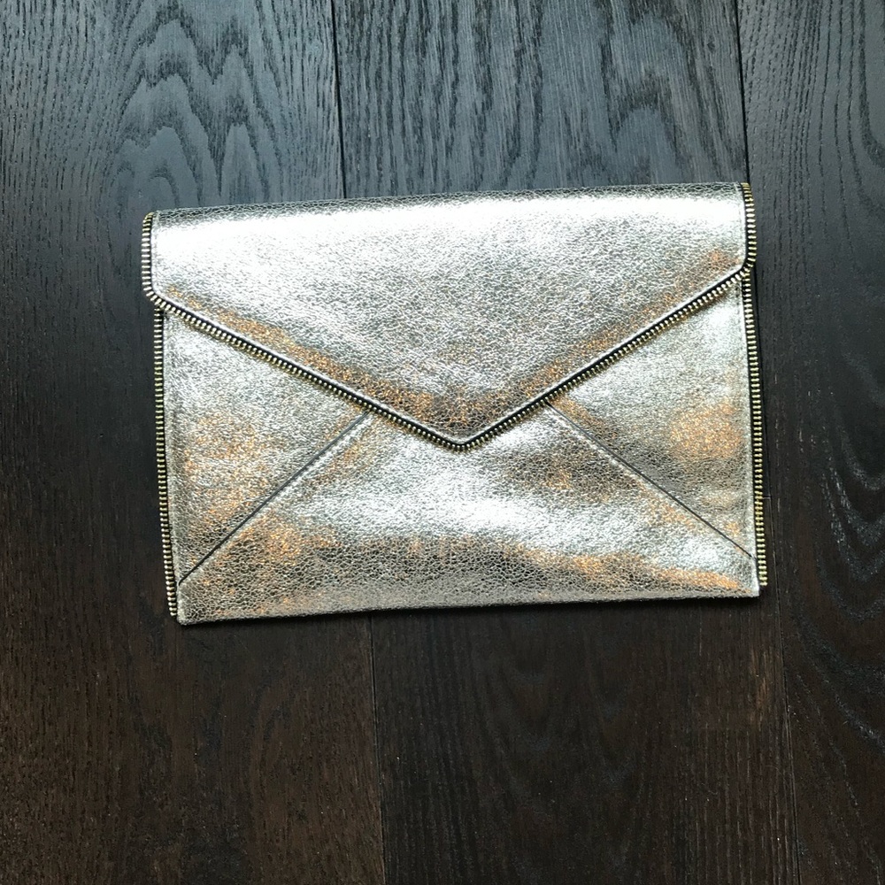 Rebecca Minkoff Metallic Leather Clutch, Champagne